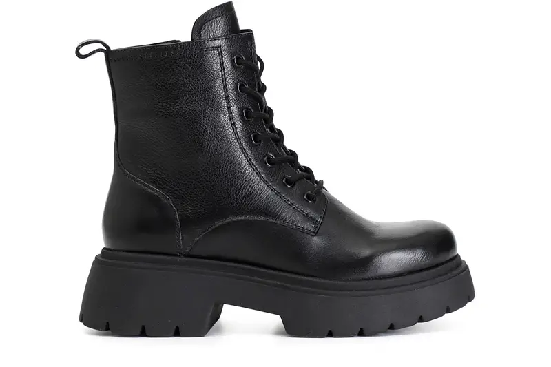 tronchetto donna in pelle allacciato nero 39