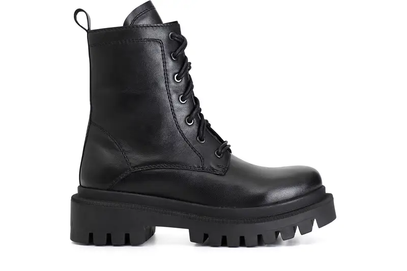 tronchetto donna in pelle allacciato nero 40