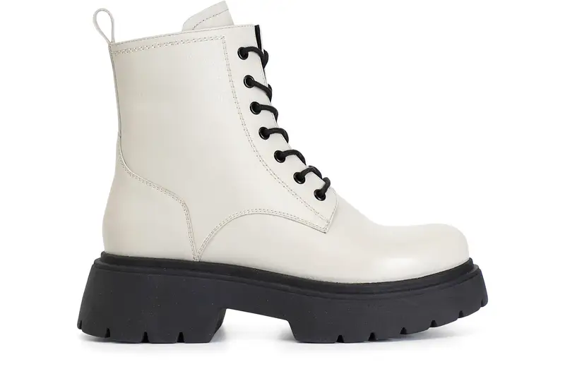 tronchetto donna in pelle allacciato off white 38