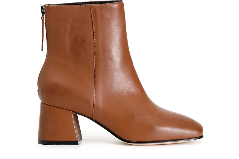 tronchetto donna in pelle con cerniera cognac 40