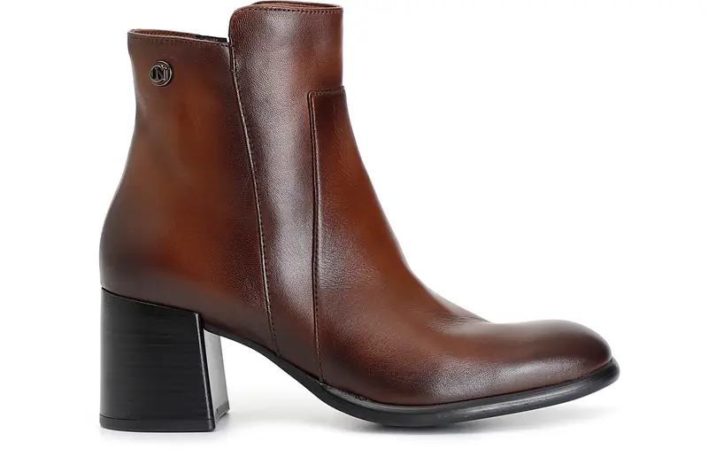 tronchetto donna in pelle con cerniera cuoio