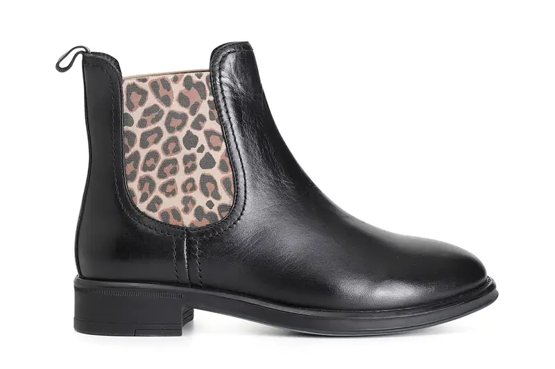 tronchetto donna in pelle con elastici nero 36