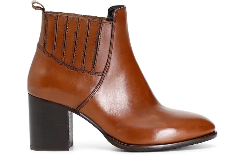 tronchetto donna in pelle con elastico cognac 35