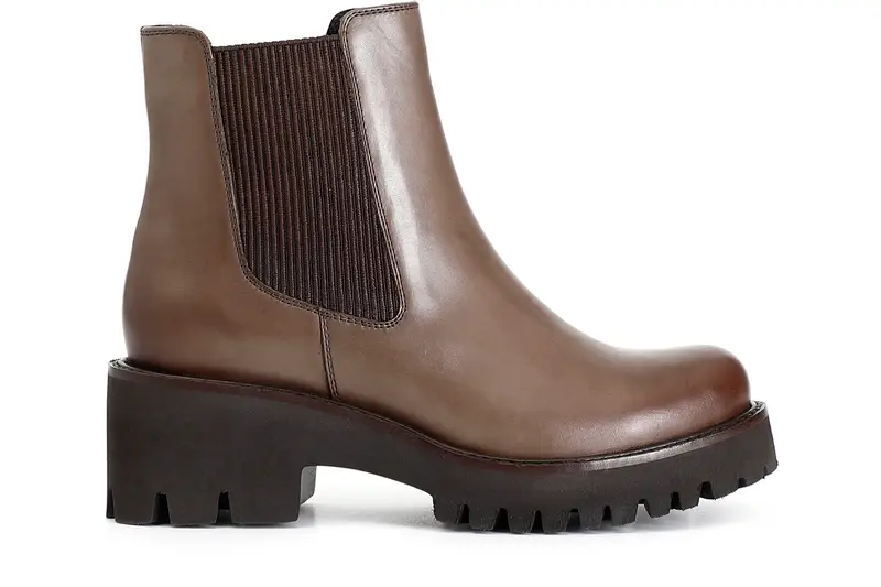 tronchetto donna in pelle con elastico fango