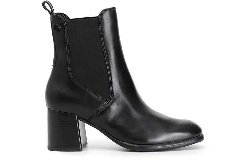 tronchetto donna in pelle con elastico nero 35