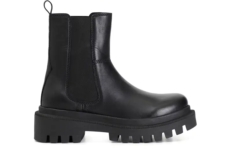 tronchetto donna in pelle con elastico nero 36