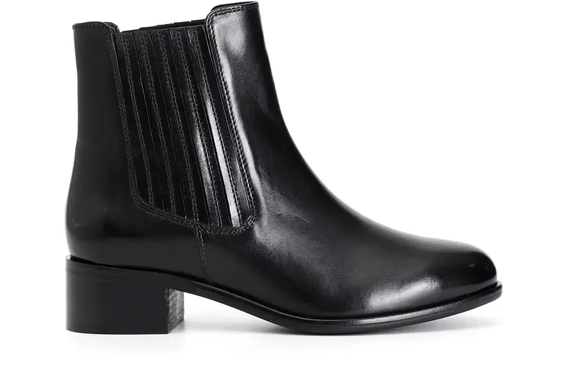 tronchetto donna in pelle con elastico nero 38