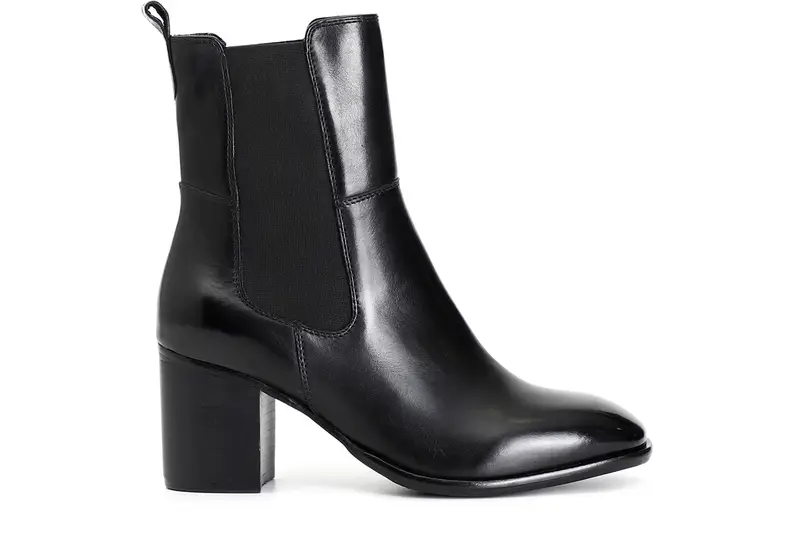 tronchetto donna in pelle con elastico nero 39