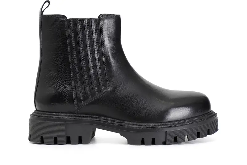 tronchetto donna in pelle con elastico nero 39