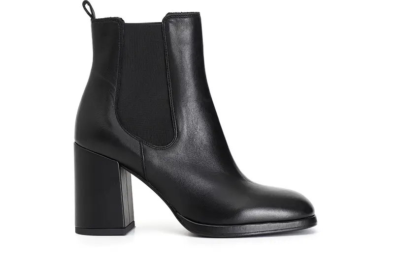 tronchetto donna in pelle con elastico nero 40