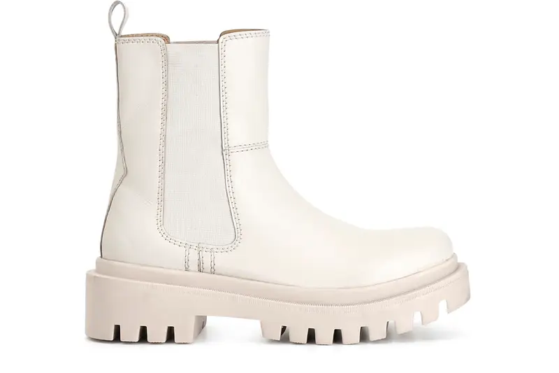 tronchetto donna in pelle con elastico off white 39