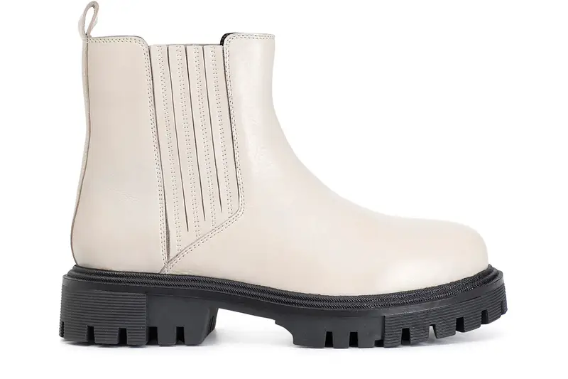 tronchetto donna in pelle con elastico off white 40