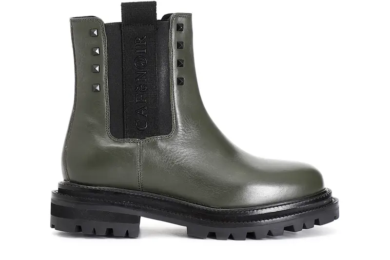 tronchetto donna in pelle con elastico verde 38