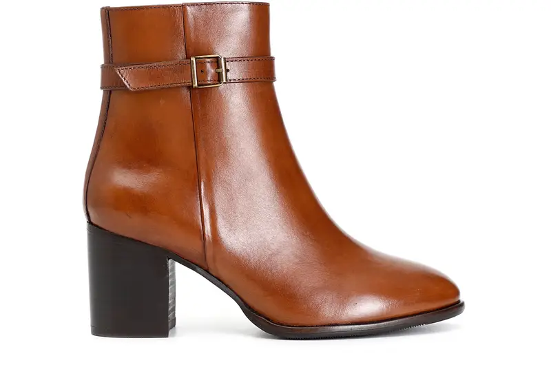 tronchetto donna in pelle con fibbia cognac 36