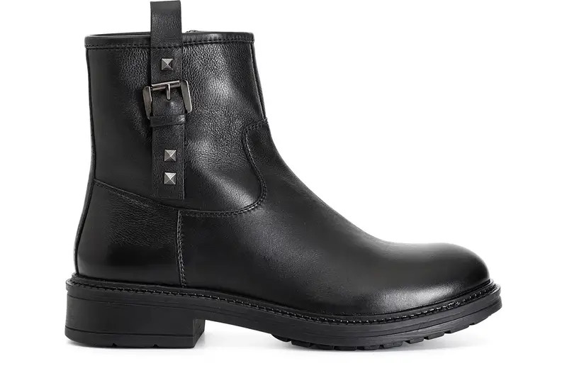 tronchetto donna in pelle con fibbia nero 36