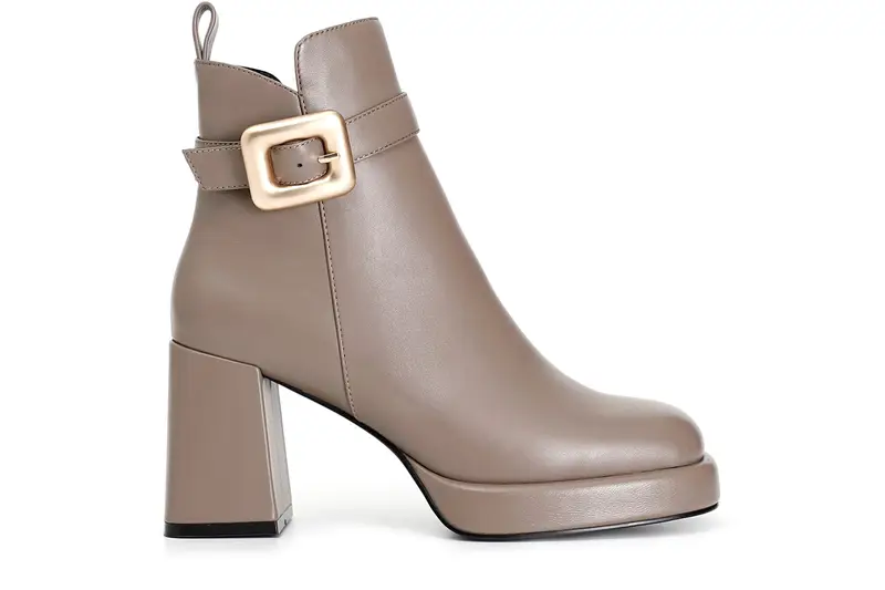 tronchetto donna in pelle con fibbia taupe 37