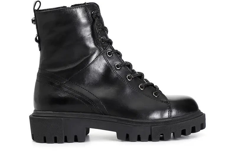 tronchetto donna in pelle con lacci strass nero/nero 35