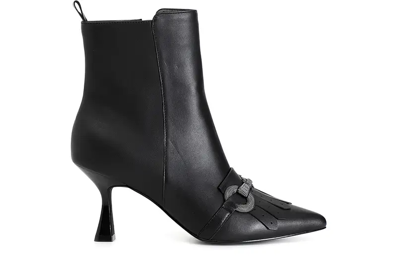 tronchetto donna in pelle con morsetto nero 40