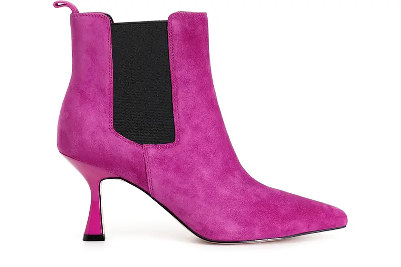 tronchetto donna in pelle scamosciata con elastici fuxia 36