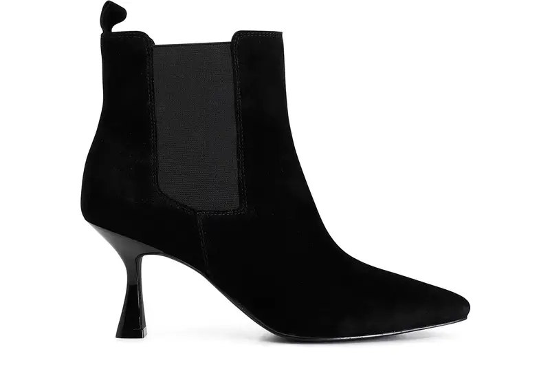 tronchetto donna in pelle scamosciata con elastici nero 35