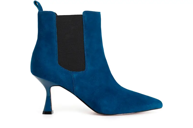 tronchetto donna in pelle scamosciata con elastici ottanio 37