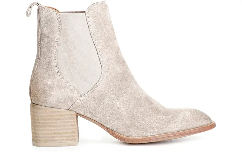 tronchetto donna in pelle scamosciata con elastici taupe 38