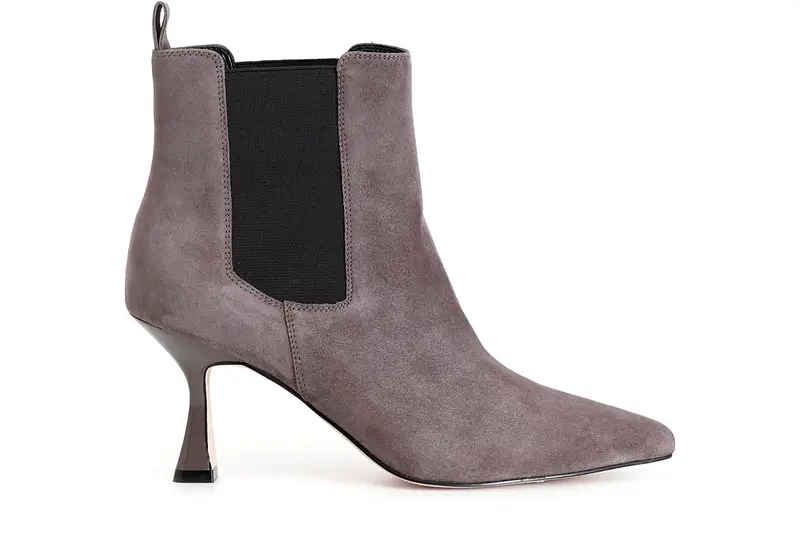 tronchetto donna in pelle scamosciata con elastici tortora 38