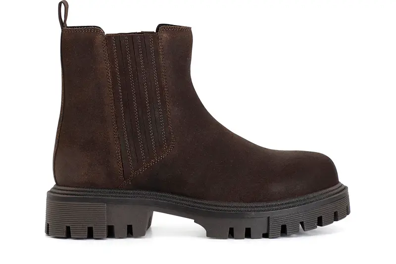 tronchetto donna in pelle scamosciata con elastico t.moro 37