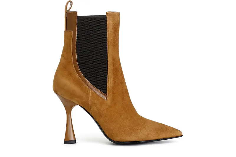 tronchetto donna in pelle scamosciata con elastico tabacco 40