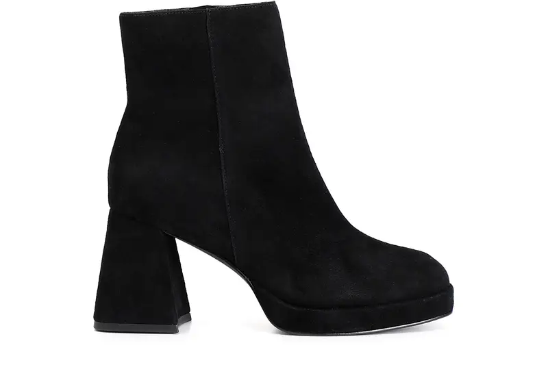 tronchetto donna in pelle scamosciata con plateau nero 38