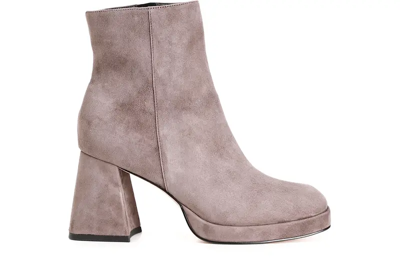 tronchetto donna in pelle scamosciata con plateau tortora 41