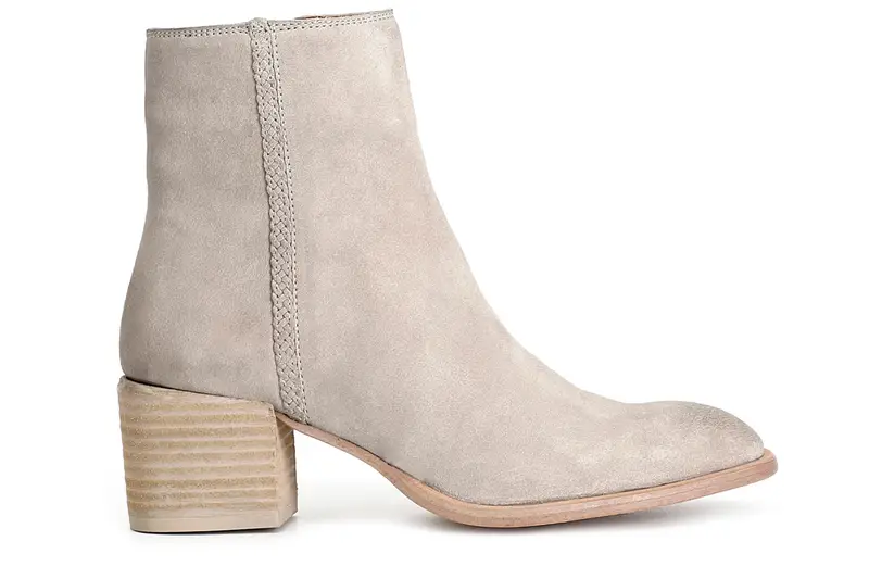 tronchetto donna in pelle scamosciata con treccia a decoro taupe 37