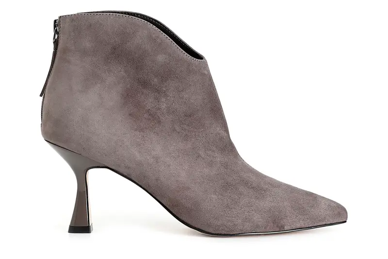 tronchetto donna in pelle scamosciata tortora 37