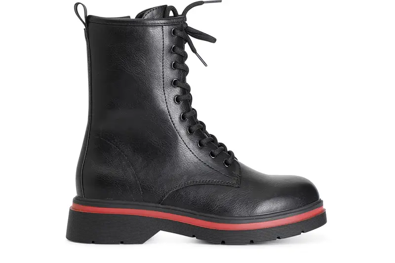 tronchetto donna in similpelle con lacci nero 40