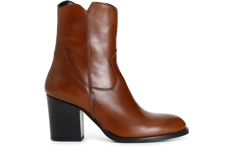 tronchetto donna stile texano in pelle cuoio