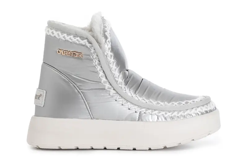 tronchetto in nylon con suola rialzata argento 36