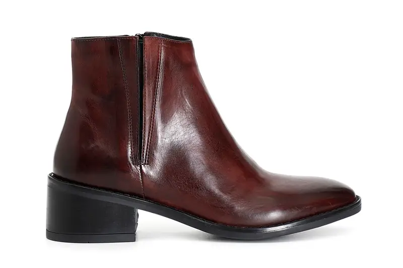 tronchetto in pelle con cerniera bordeaux 37