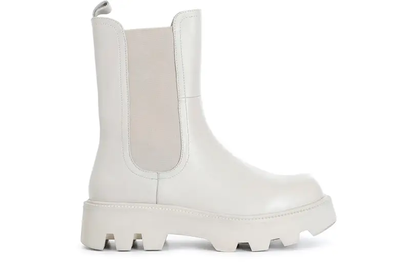 tronchetto in pelle con elastico off white 41