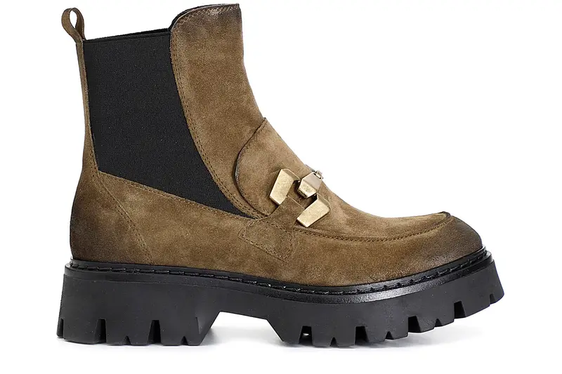 tronchetto in pelle scamosciata con elastico e morsetto bosco 38