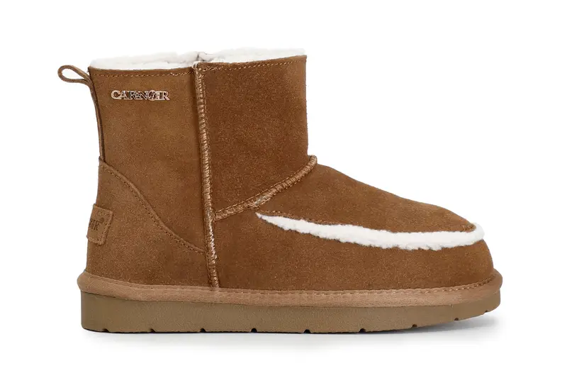 tronchetto in pelle scamosciata con inserto a contrasto camel 37