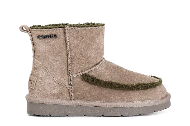 tronchetto in pelle scamosciata con inserto a contrasto taupe 37