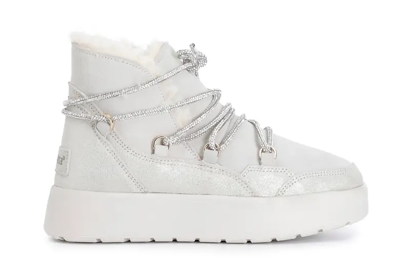 tronchetto in pelle scamosciata con laccio strass ghiaccio