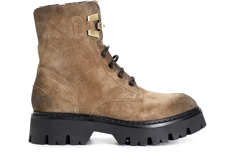 tronchetto in pelle scamosciata con morsetto noce