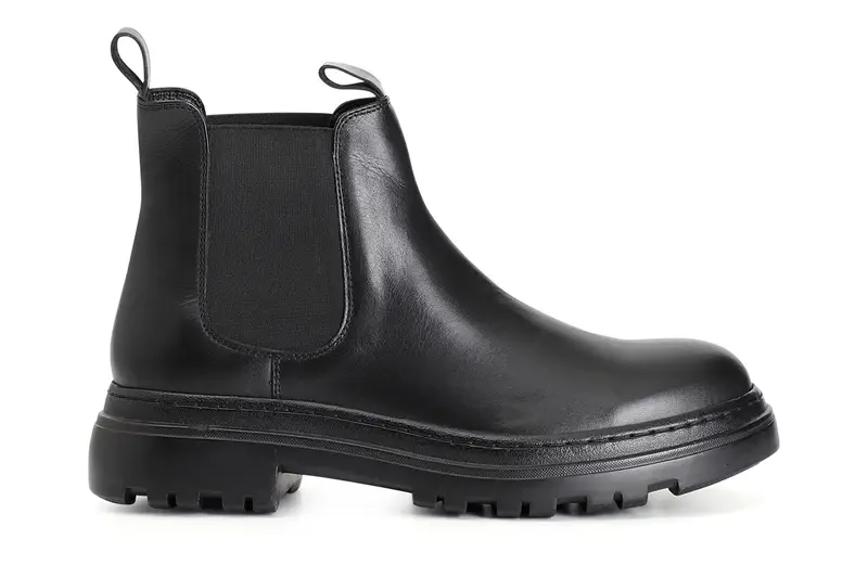 tronchetto uomo in pelle con elastici nero