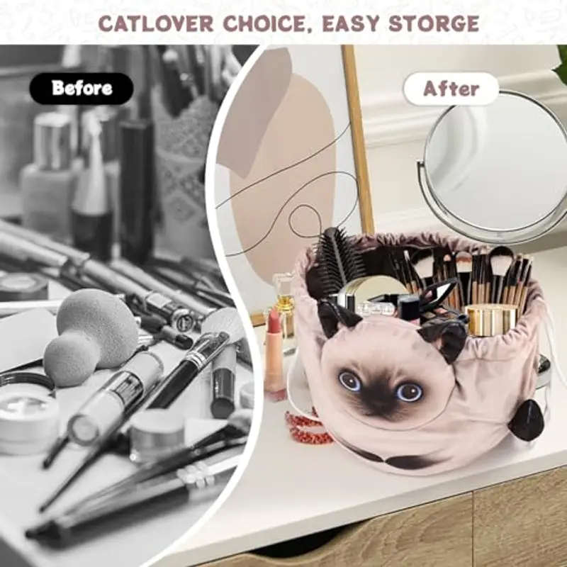 Trousse Trucchi Donna, Porta Trucchi Da Viaggio, Portatile Borsa Trucco, Beauty Bag, Borsa Cosmetica Con Coulisse, Idee Regalo Donna/Ragazza miniatura 3