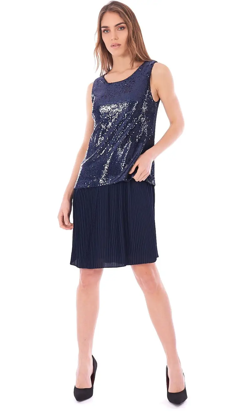 Abito corto trussardi jeans con paillettes, colore blu