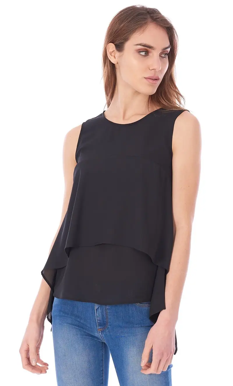 Blusa trussardi jeans asimmetrica, colore nero