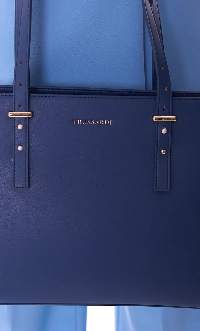 Borsa tote trussardi lisbona, colore blu miniatura 2