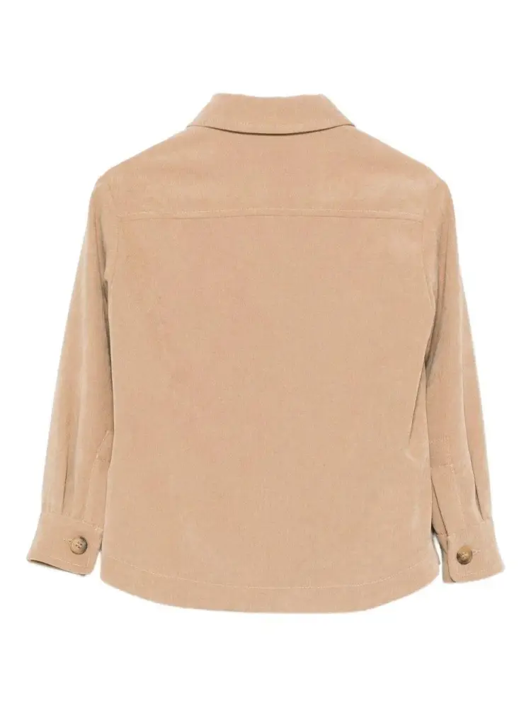 camicia beige bambino in velluto chiusra con bottoni miniatura 2