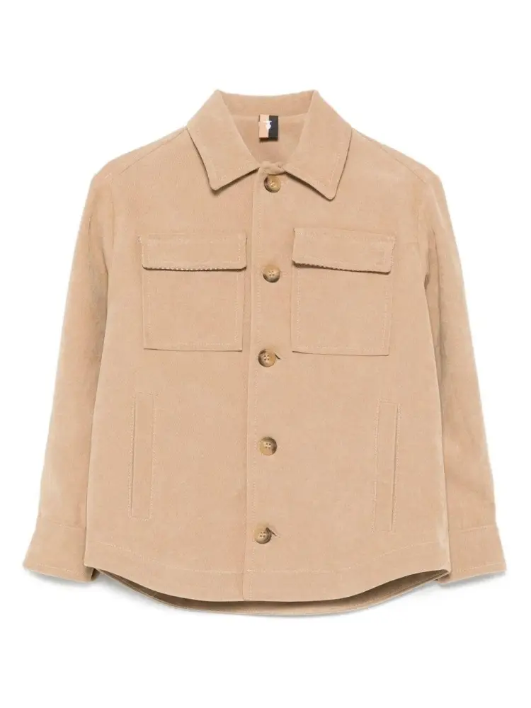 camicia beige bambino in velluto chiusra con bottoni